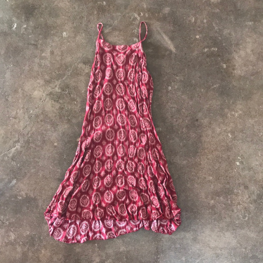 Red and cream dress